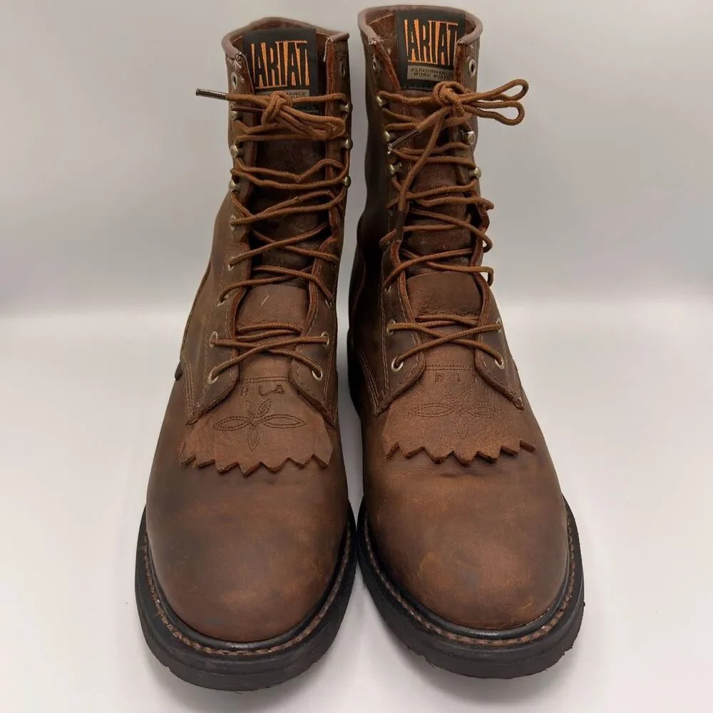 Ariat Cascade 8” Work Boots Mens 11 EE Wide Brown Aged Leather Kiltie 10002418